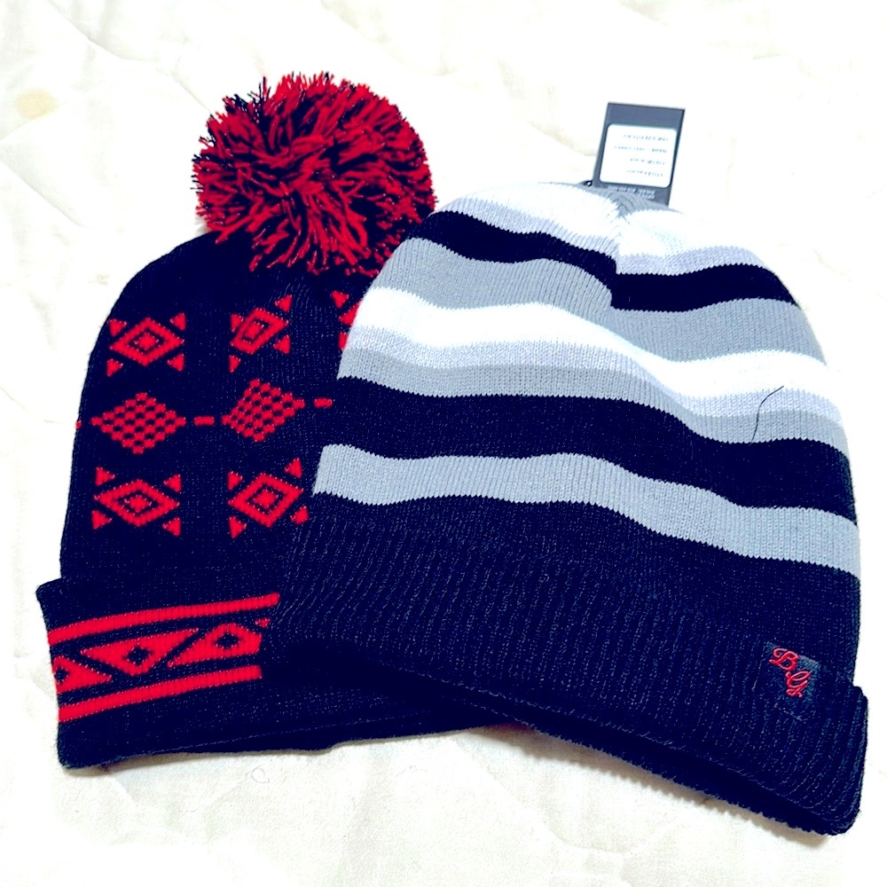 Beautiful Giant 2-PK Cuffed Knit Ski Cap OS NWT